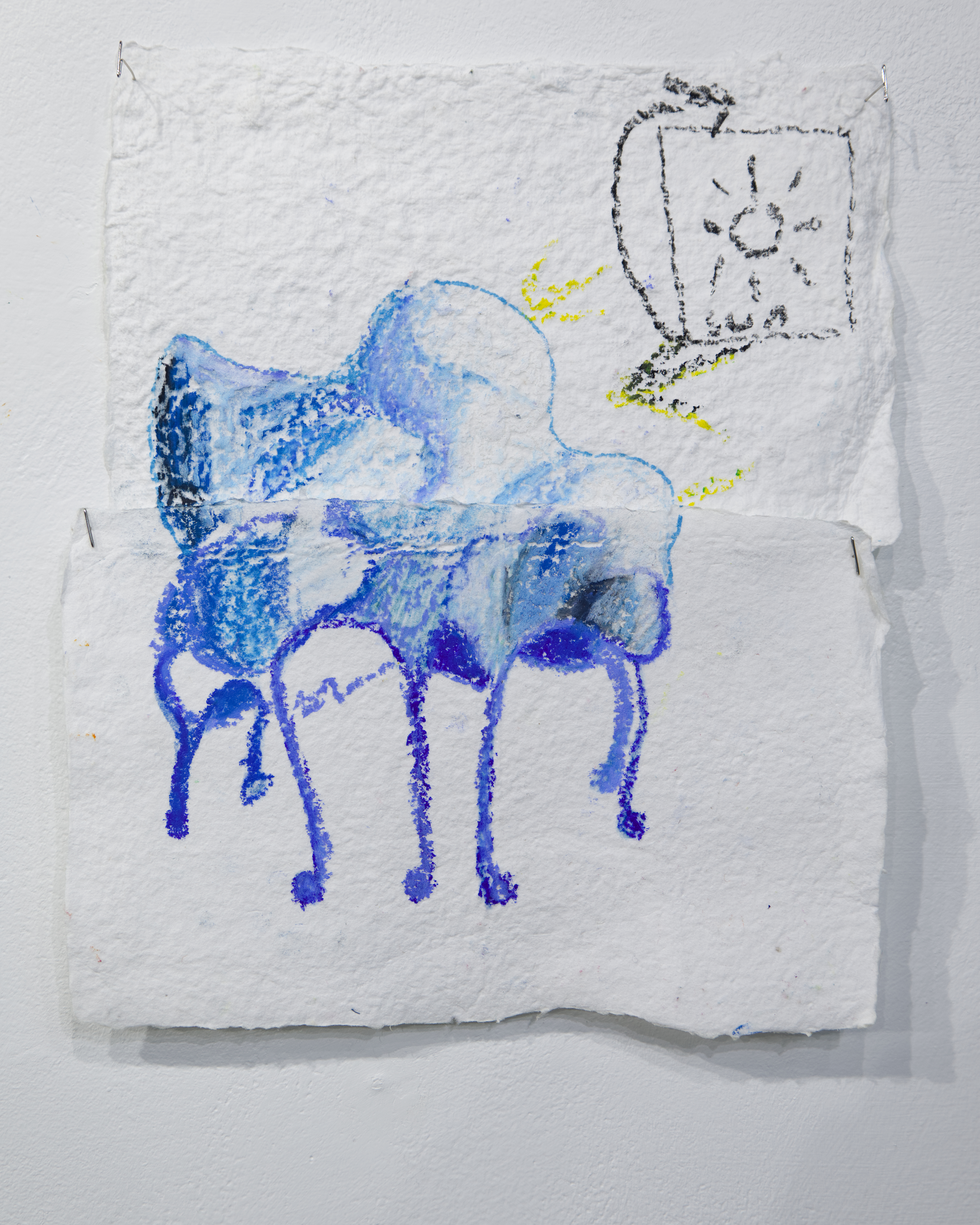 oil pastel drawing on handmade paper